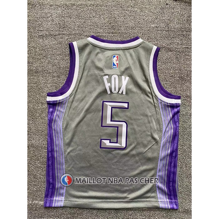 Maillot Enfant Sacramento Kings De'aaron Fox NO 5 Ville 2022-23 Gris